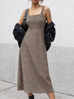 PETITE MICHAEL PHILLIPS Houndstooth Midi Coquette Minimalist Chic